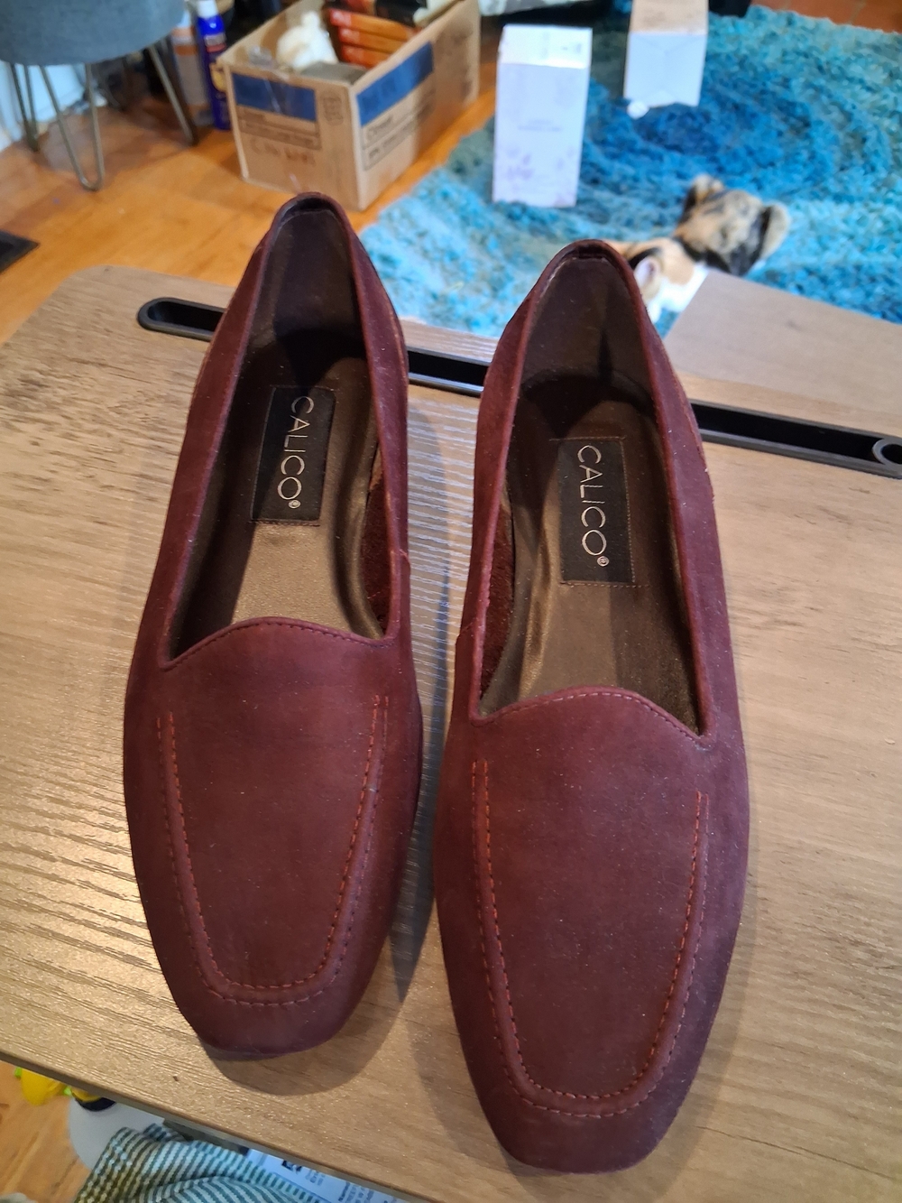 Calico Women's Burgundy Suede Slip-On Loafers Flats Size 7.5